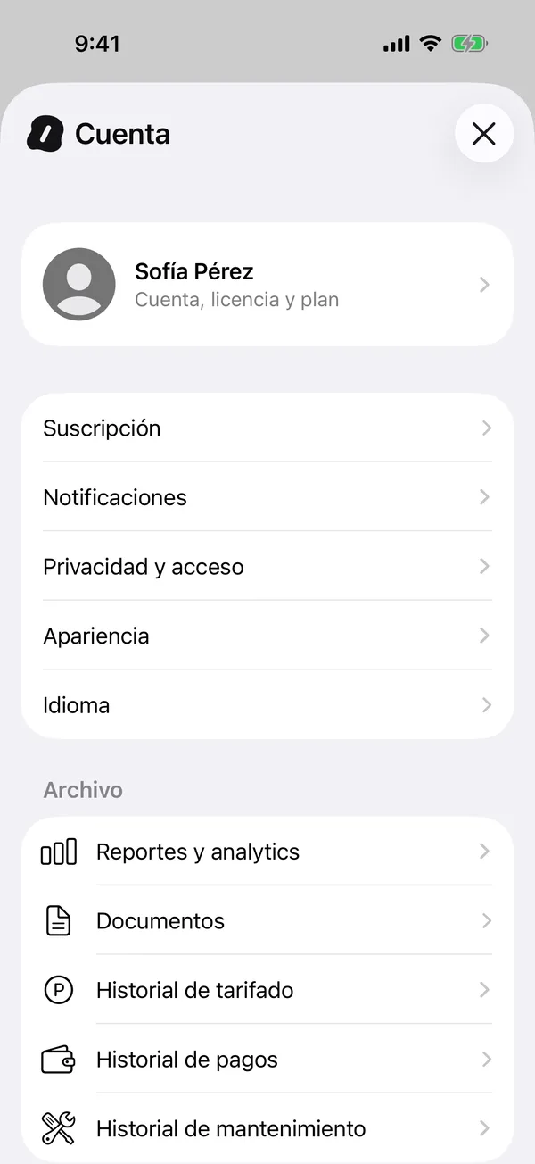 The account with Subscription, Notifications, Privacy & Access, Look & feel and Language
