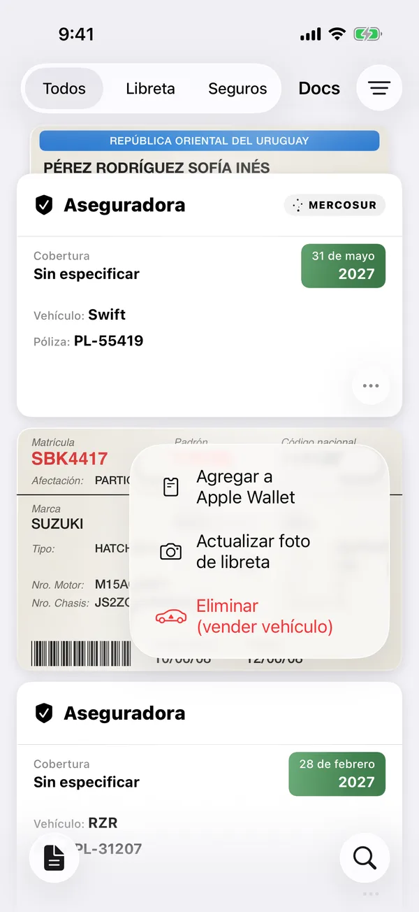 A registration card’s menu with Add to Apple Wallet and Update registration photo