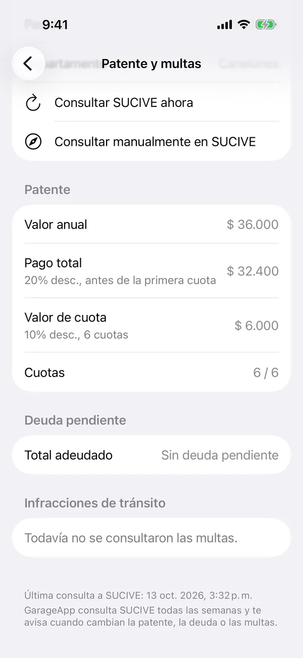 Las infracciones de tránsito de un vehículo
