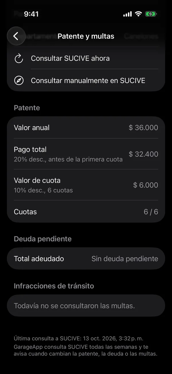 Las infracciones de tránsito de un vehículo