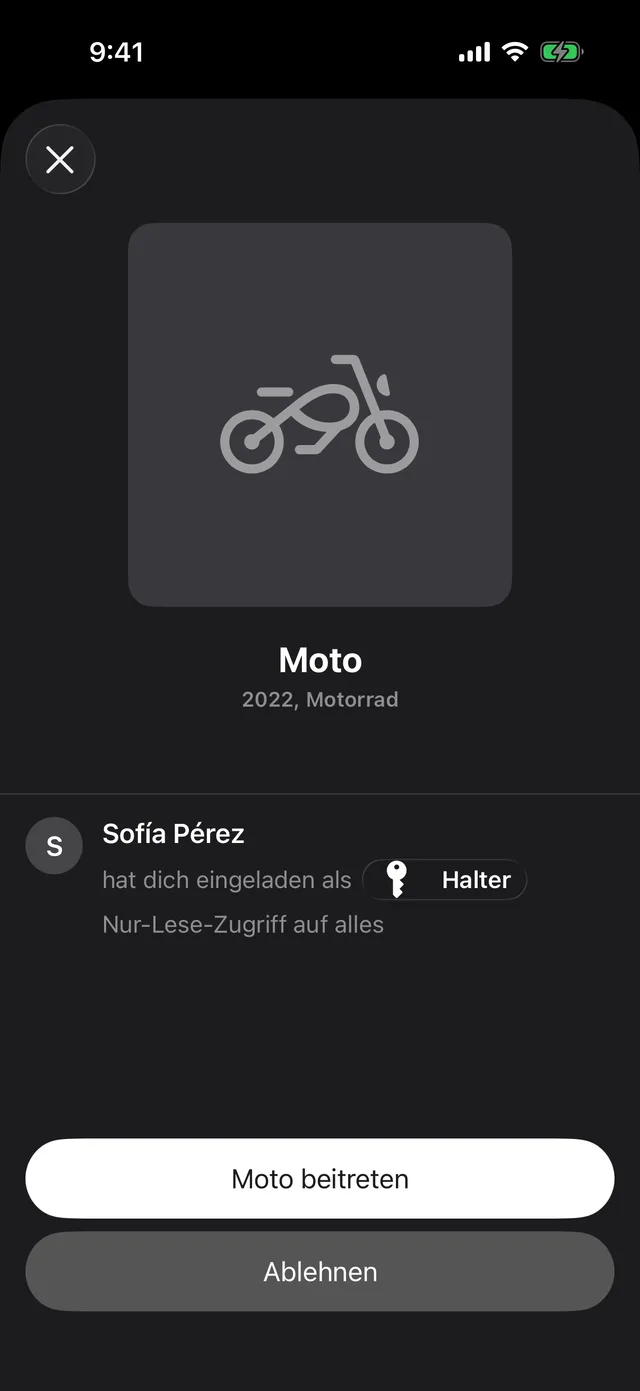 Eine Einladung zu einem Fahrzeug