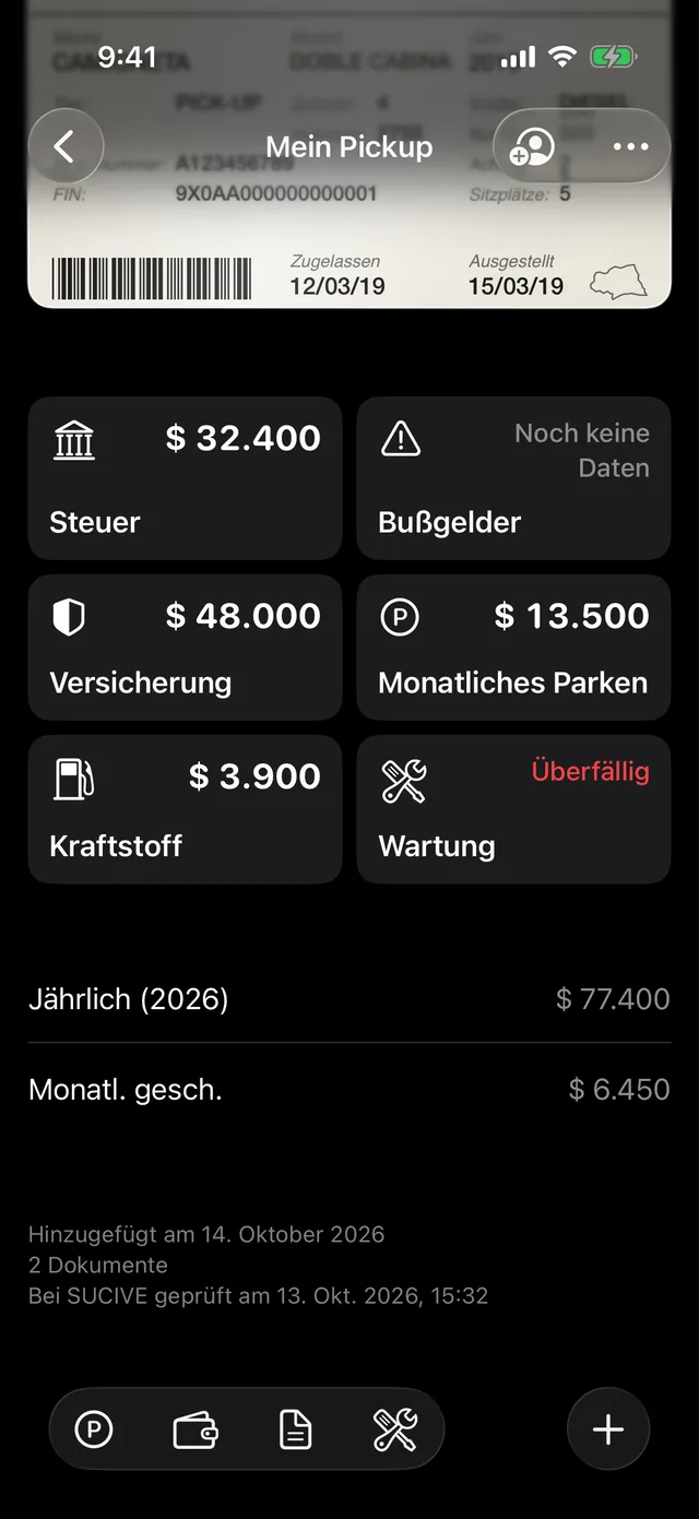 Steuer, Bußgelder und Kosten eines Fahrzeugs
