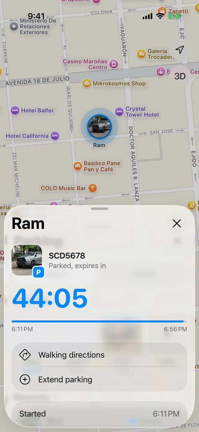 The Parking map with the vehicles