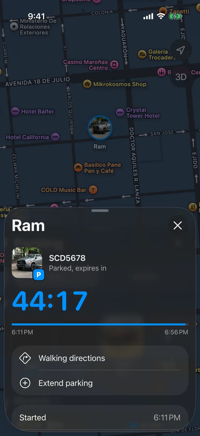 The Parking map with the vehicles