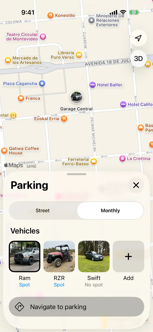A vehicle’s monthly spot on the map