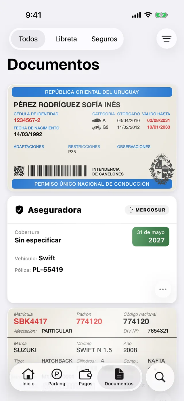 Una póliza con la marca Mercosur y su vencimiento