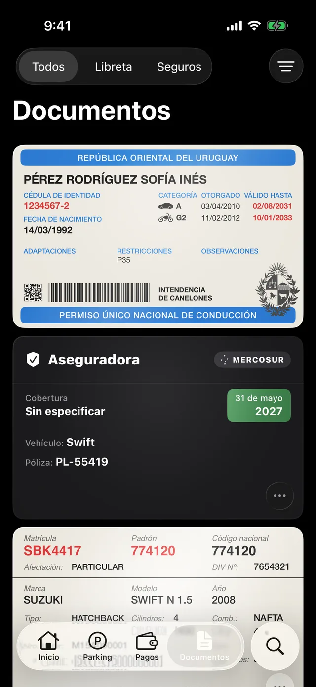 Una póliza con la marca Mercosur y su vencimiento