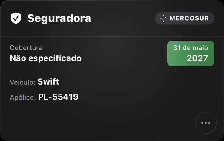 Uma apólice com a marca Mercosur e seu vencimento